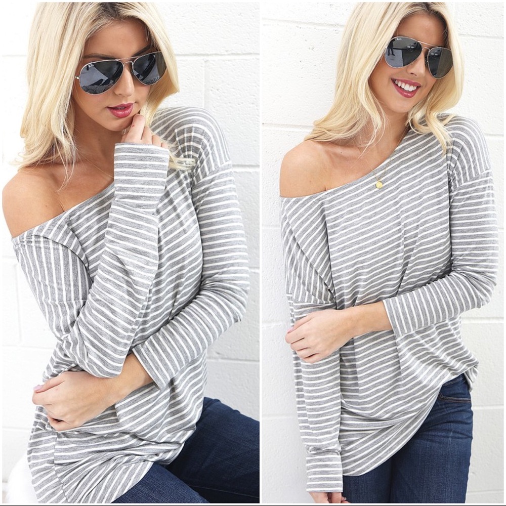 ✨RESTOCKED✨Gray striped tunic - Picture 2 of 2
